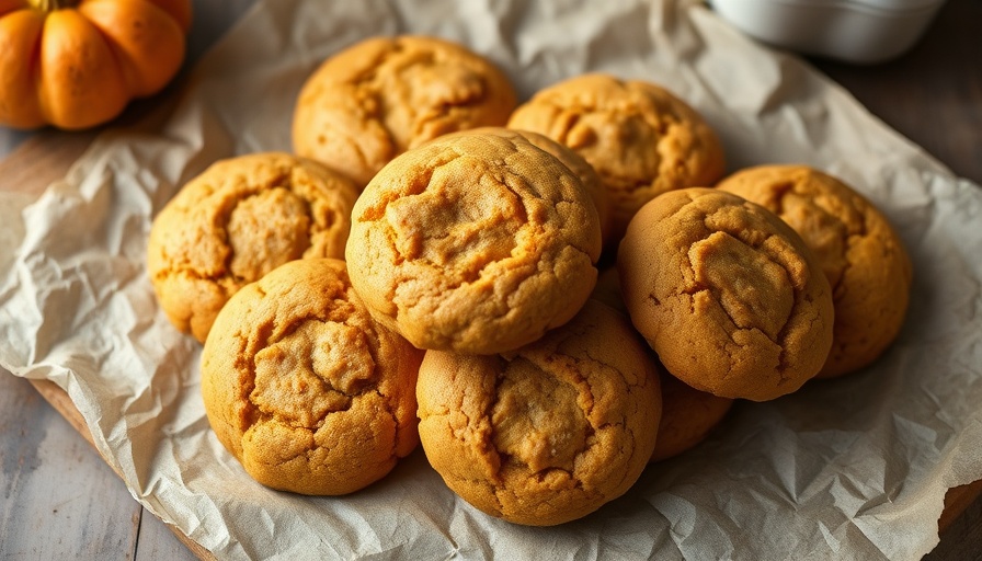 Chewy pumpkin cheesecake cookies on parchment paper.