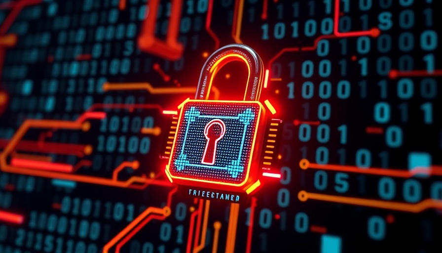 Digital lock symbolizing cybersecurity with binary code background