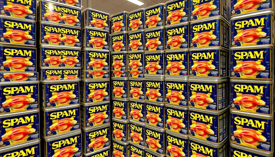Stacks of SPAM cans in a store, illustrating email aliases protection concept.