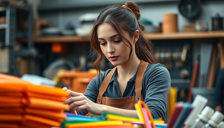 Innovative Employee Training Ideas: Woman arranging colorful materials in workshop.