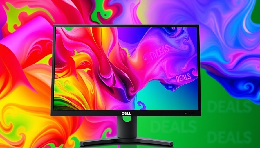 Dell 27 Plus 4K monitor with vibrant display, green 'DEALS' backdrop.