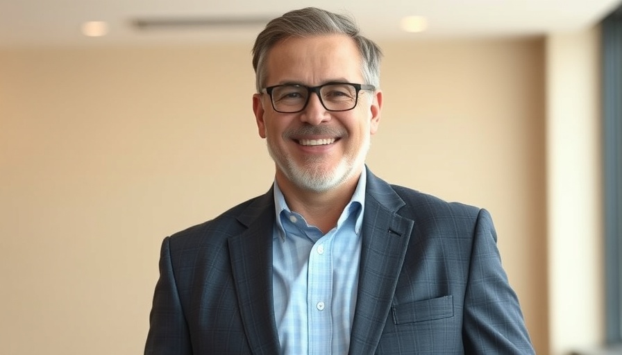 Confident businessman in a suit, Goldman Sachs acquiring Industry Ventures backdrop.