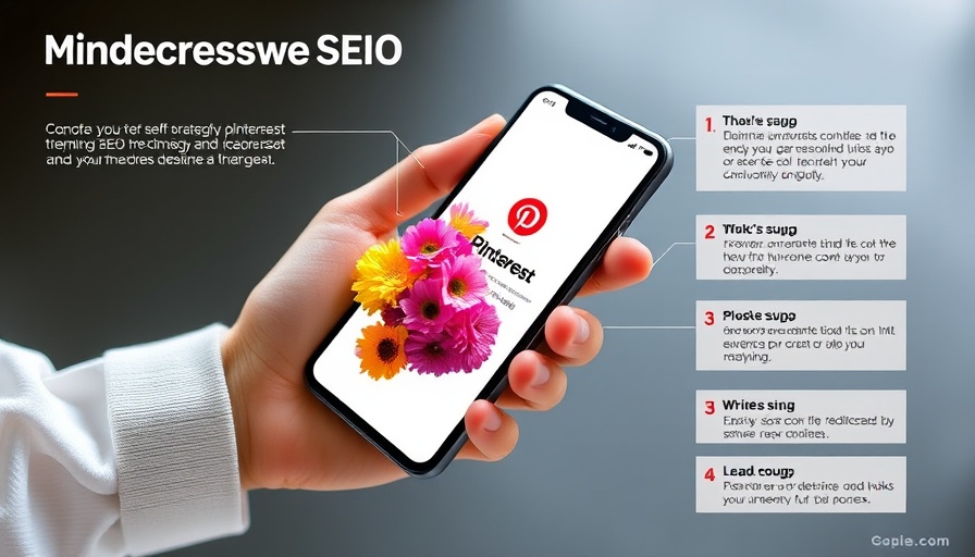 Infographic explaining how Pinterest SEO works with flowers and text instructions.