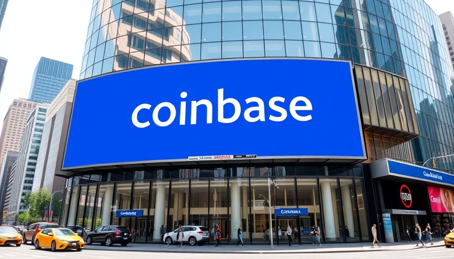 Coinbase investment in urban setting with large billboard.