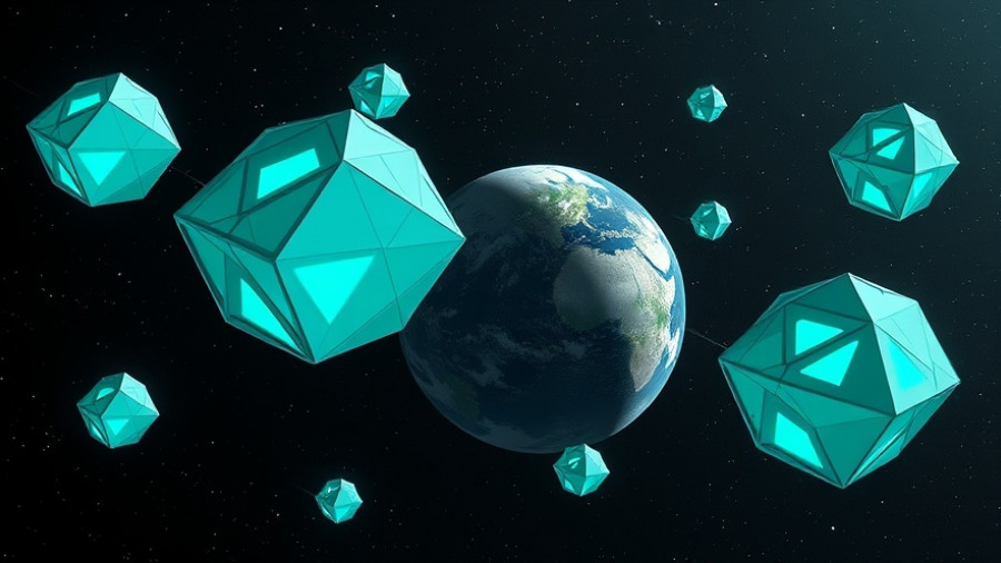 Futuristic AI scaling strategies represented by teal geometric structures around Earth.