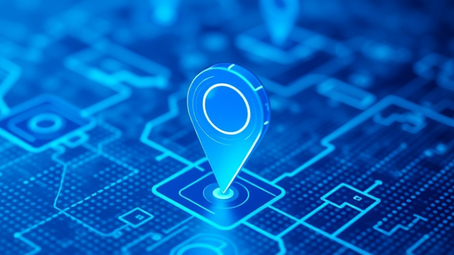 Futuristic digital map pin on a pixelated grid, symbolizing high-resolution map requests