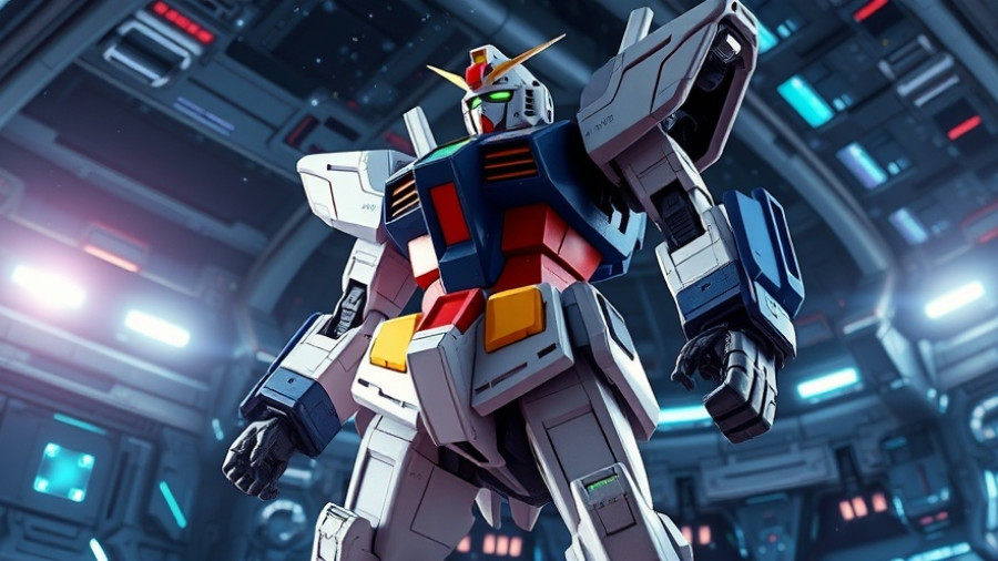 Iconic Gundam robot in space setting, where to start watching Gundam.