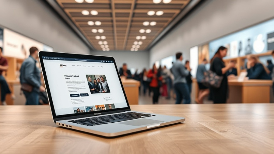 Modern MacBook Pro with touchscreen in Apple Store environment.