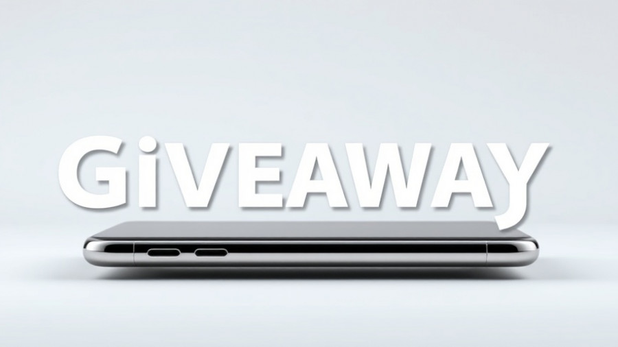 iPhone 17 giveaway banner with sleek phone profile.