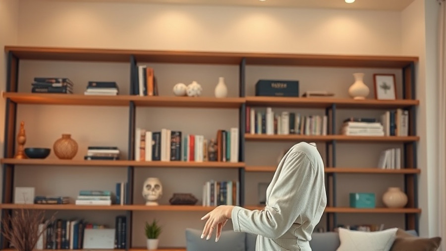 Bookshelf Styling for Parents: Woman arranging decor on shelves.