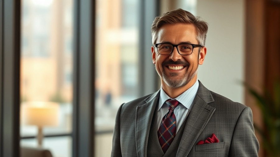 Professional portrait of a smiling man in an office setting.