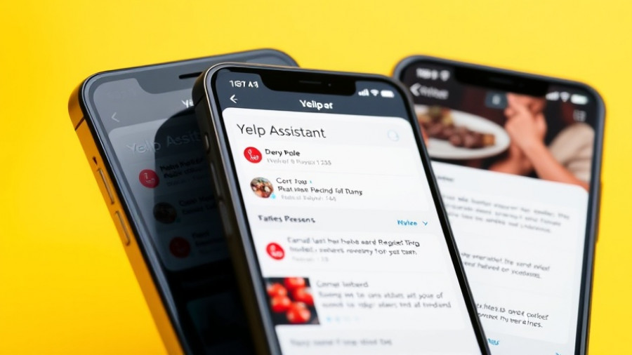 Yelp AI assistant interacting with restaurant menu on smartphone screens.