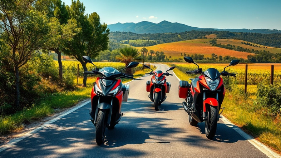 Electric motorcycles on a rural road in Africa highlighting e-mobility.