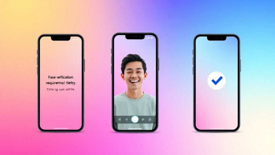 Three phone screens showing the Tinder face verification process.