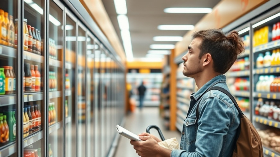 Shopper compares prices in supermarket aisle during 3% inflation in September 2025.