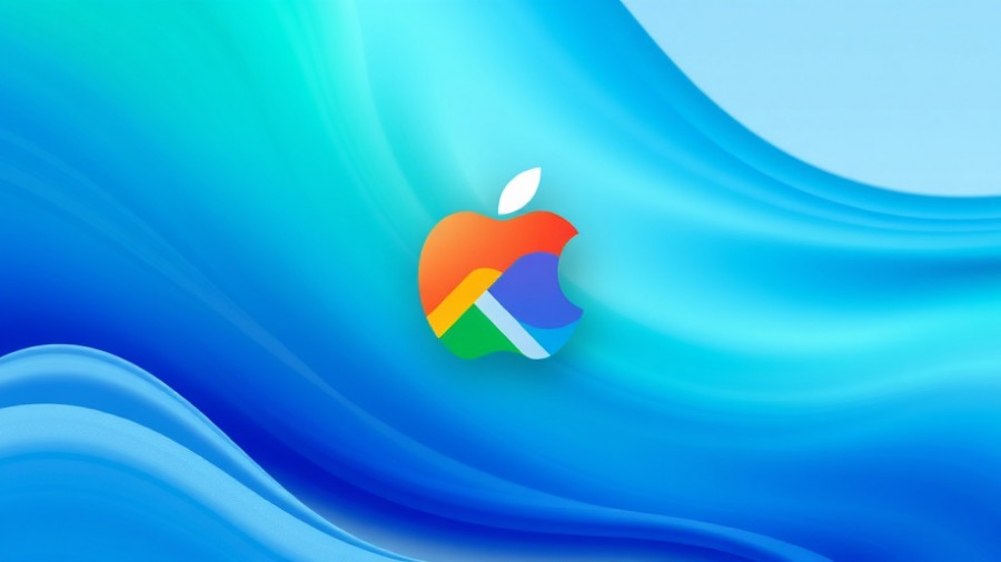 Apple Maps icon with a colorful abstract background.