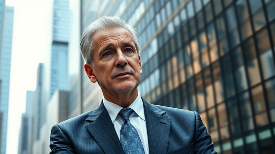 Businessman speaking with cityscape backdrop, China ready to make a trade deal.