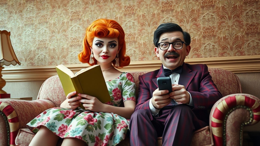 Theatrical duo in dynamic poses, emphasizing connection.