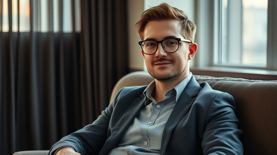 Casually dressed man in AccessGrid shirt smiling indoors.