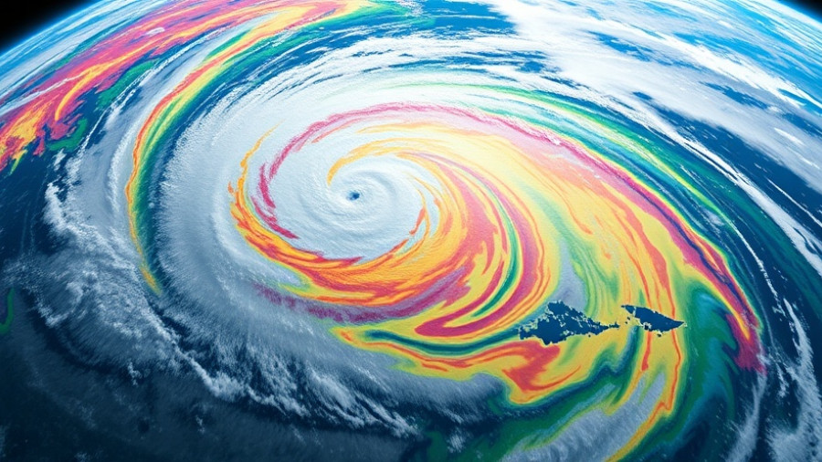 Satellite image of Category 5 Hurricane Melissa approaching Jamaica.