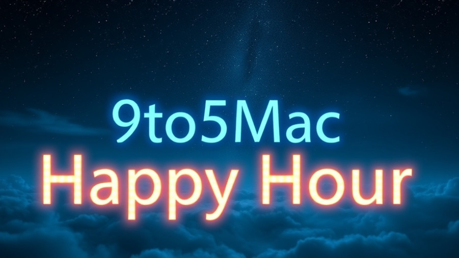 9to5Mac Happy Hour event graphic with blue night sky.