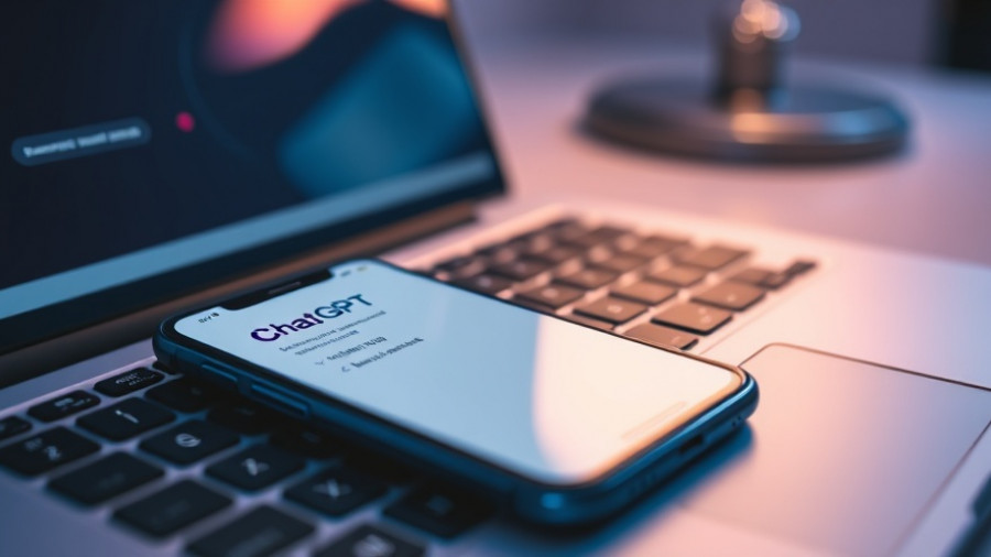 ChatGPT app on smartphone on laptop keyboard, modern technology use