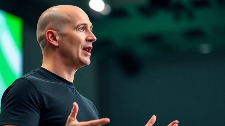 Bald man speaking at a conference about prediction markets in cryptocurrency.