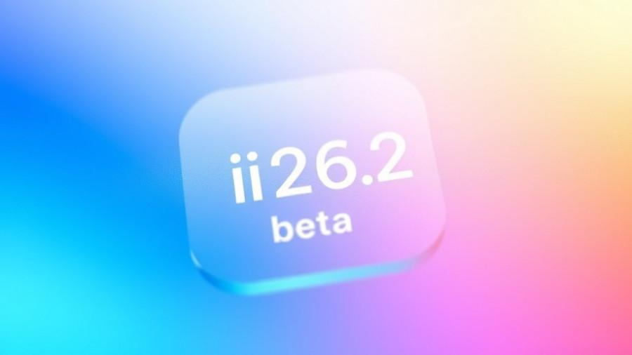 Stylized iOS 26.2 beta icon with gradient colors, digital design.