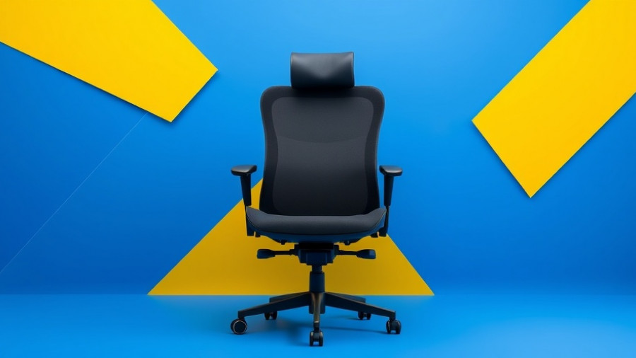 LiberNovo Omni office chair in modern geometric background.