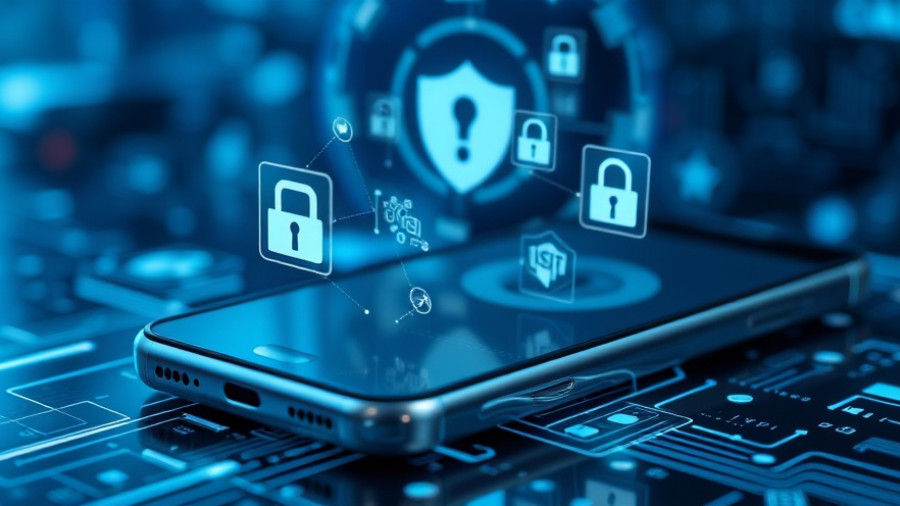 AI-powered mobile security risks visualized with digital icons.