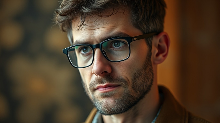 Profile of a man with glasses in a thoughtful pose.