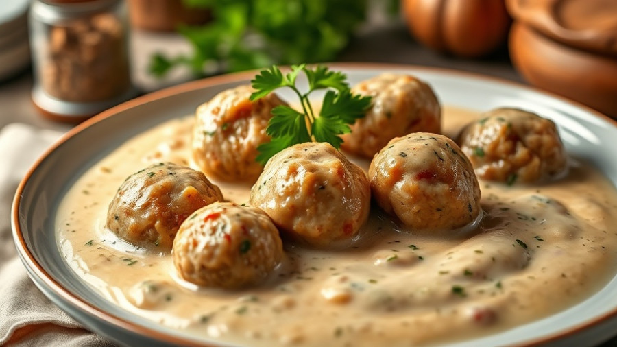 Classic Swedish meatballs in creamy sauce.