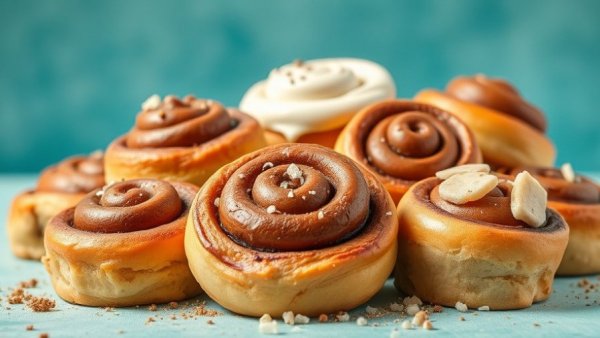 Assorted family cinnamon roll recipes displayed in baking trays.