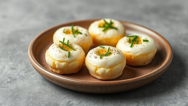 Fluffy egg bites with chives for breakfast highlighted
