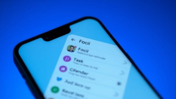 Focii task management app on smartphone screen with calendar and tasks