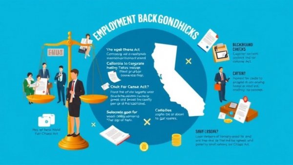 California employment background checks infographic with key elements.