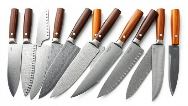 Sleek collection of affordable Japanese chef knives with Damascus steel.