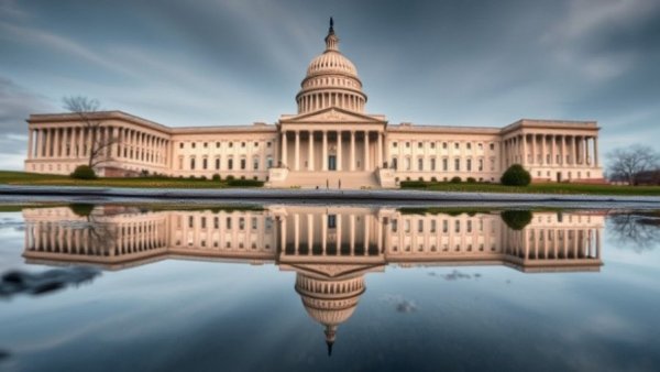 Reflection of the Capitol symbolizes government shutdown agreement.