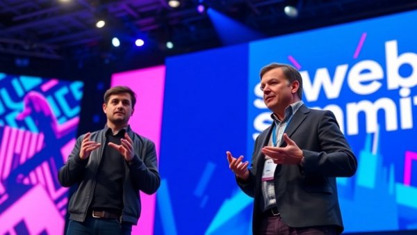 AI coding startup Lovable at vibrant tech conference stage with speakers.