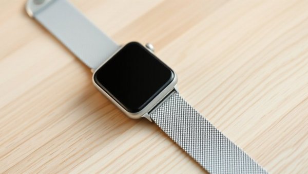 Modern smartwatch on wooden table, Apple Masimo patent infringement topic.