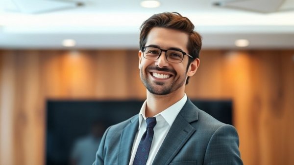 Confident businessman in an office, embodying sustainable business growth strategies.