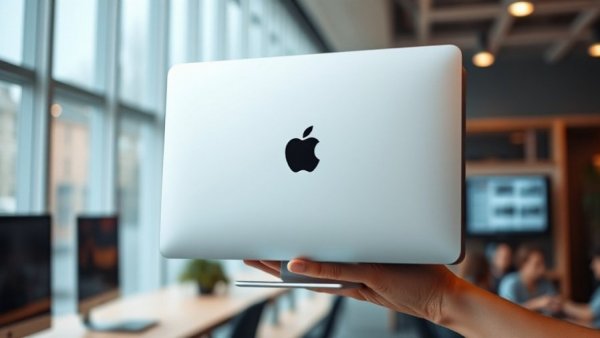 Sleek Mac Pro update 2025 desktop on wooden table.
