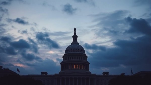 Capitol dome silhouetted against a cloudy sky, Epstein files pressure Congress