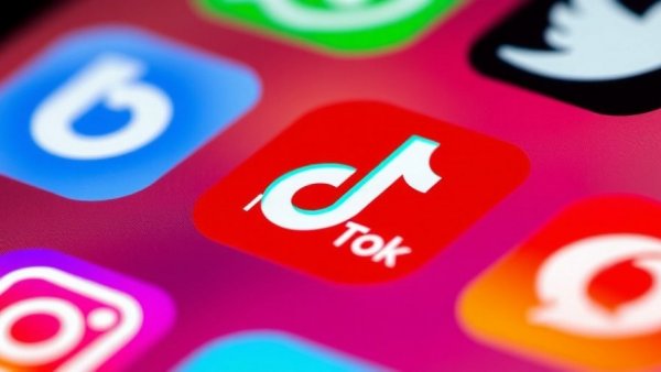 TikTok app icon on smartphone screen with other social media icons.