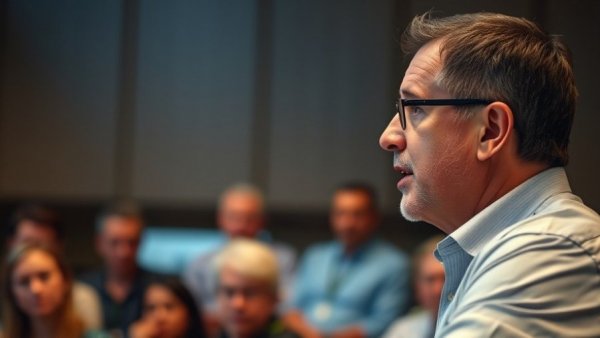 Professional man speaking at a conference, FCC rollbacks cybersecurity rules.