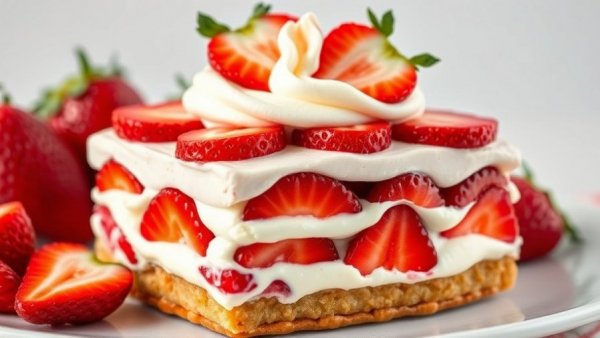 Make-ahead dessert featuring strawberry pretzel cream.