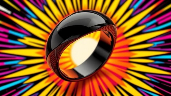 Sleek black Oura Ring with pop-art background - Black Friday 2025