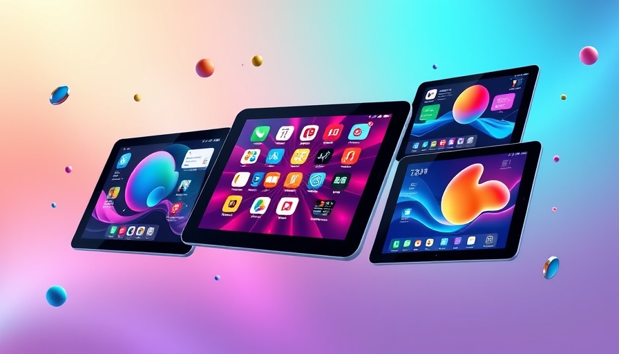 Best Tablets 2025 displaying vibrant apps against colorful gradient.