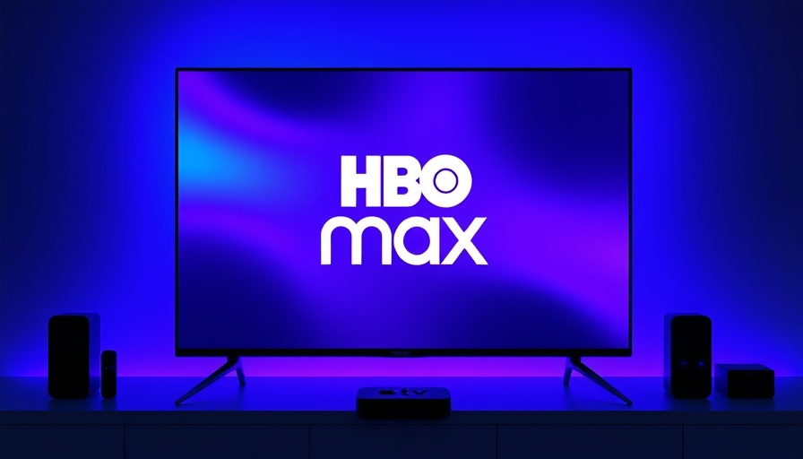HBO Max logo on a TV screen with Apple TV setup.
