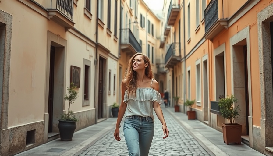 Young woman exploring historic European street, relevant to business travel tax deductions.